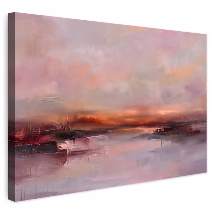 Buiten canvas - Landschap - Zonsondergang - Abstract - Modern - Roze — 1