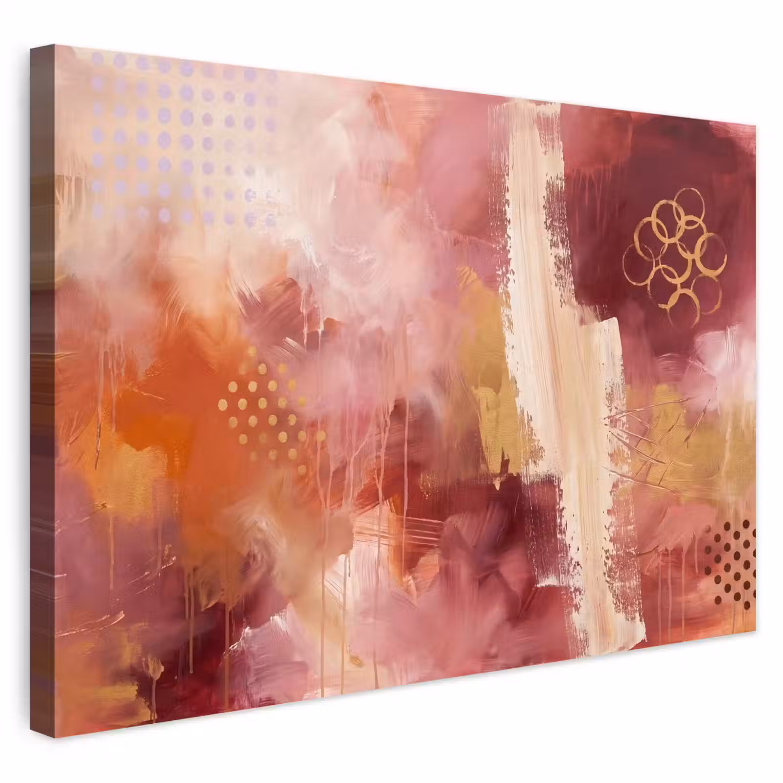 Buiten canvas - Abstract - Rood - Goud - Modern - Kunst — 1