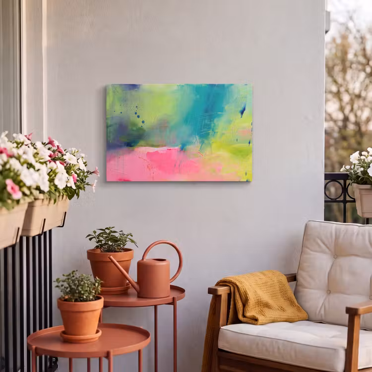 Buiten canvas - Abstract - Kleuren - Modern - Groen - Roze — 3