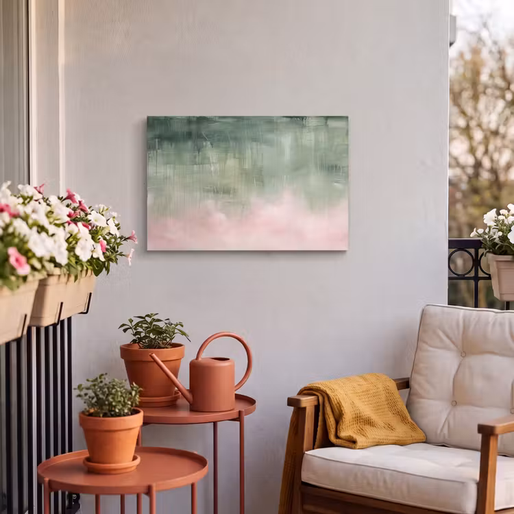 Buiten canvas - Kunst - Abstract - Modern - Groen - Roze — 3