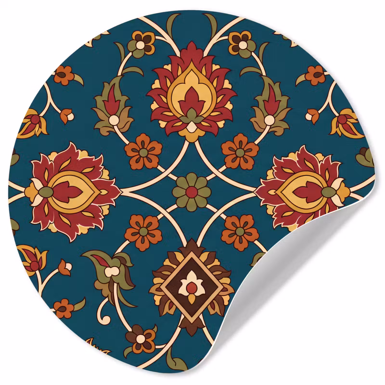 Behangcirkel - Ornament - Flora - Traditioneel - Klassiek - Blauwgroen — 1