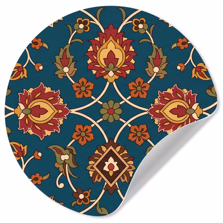 Behangcirkel - Ornament - Flora - Traditioneel - Klassiek - Blauwgroen — 1
