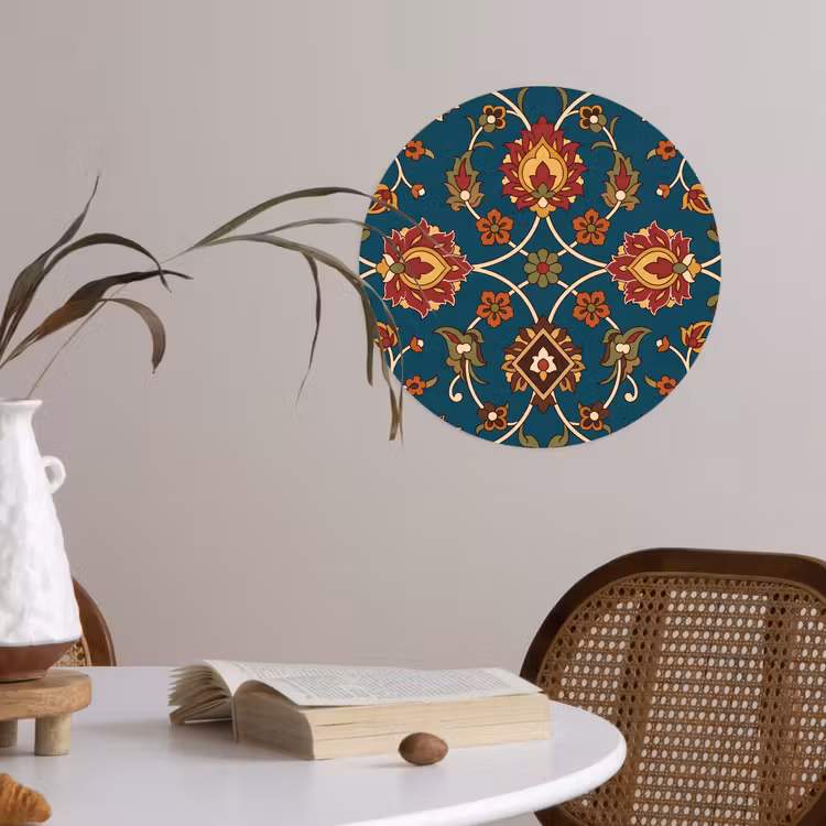 Behangcirkel - Ornament - Flora - Traditioneel - Klassiek - Blauwgroen — 4