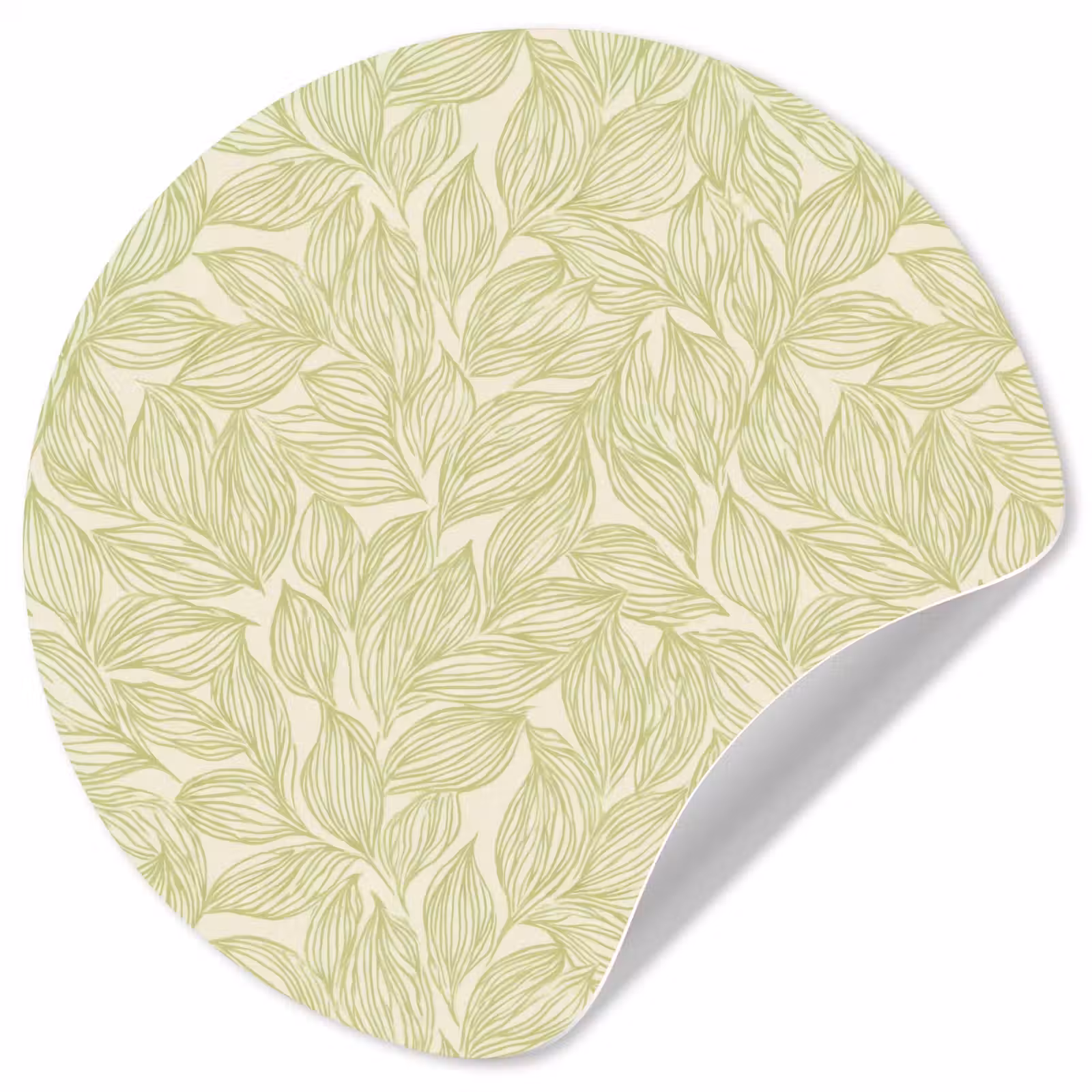 Behangcirkel - Saliegroen - Botanisch - Bladeren - Handgetekend - Patroon — 1