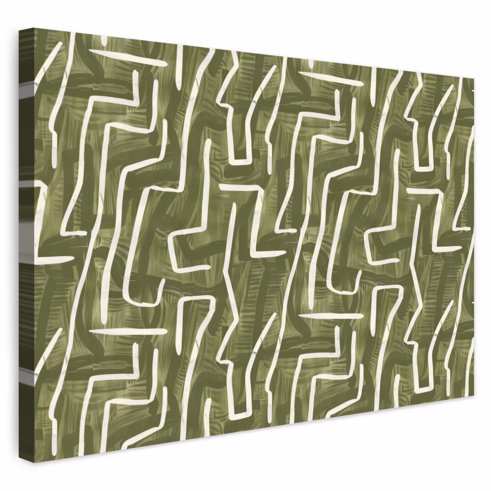 Buiten canvas - Groen - Abstract - Penseelstreken - Patroon — 1