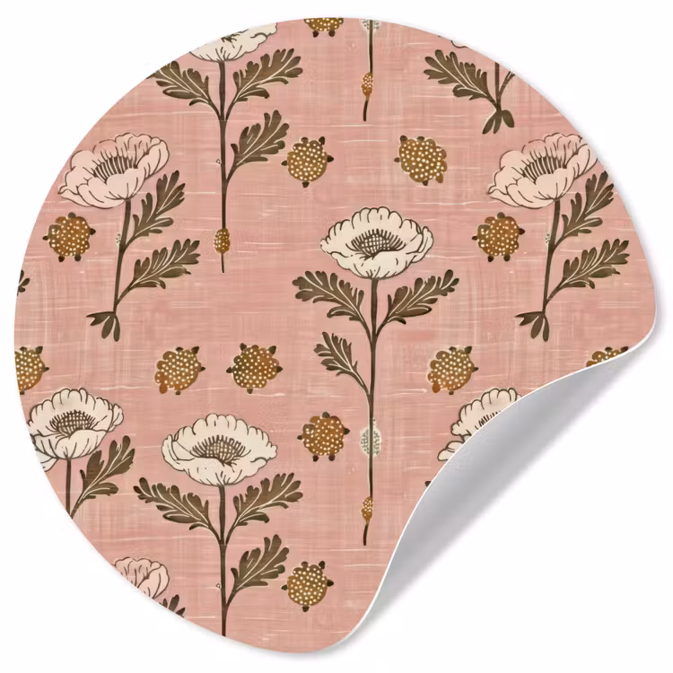 Behangcirkel - Roze - Bloemen - Vintage - Textuur — 1