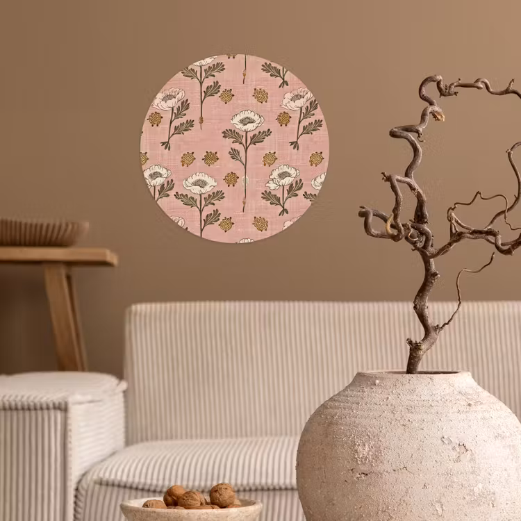 Behangcirkel - Roze - Bloemen - Vintage - Textuur — 2
