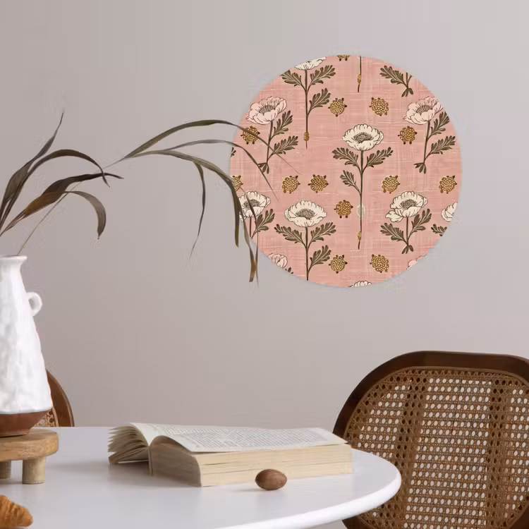 Behangcirkel - Roze - Bloemen - Vintage - Textuur — 4