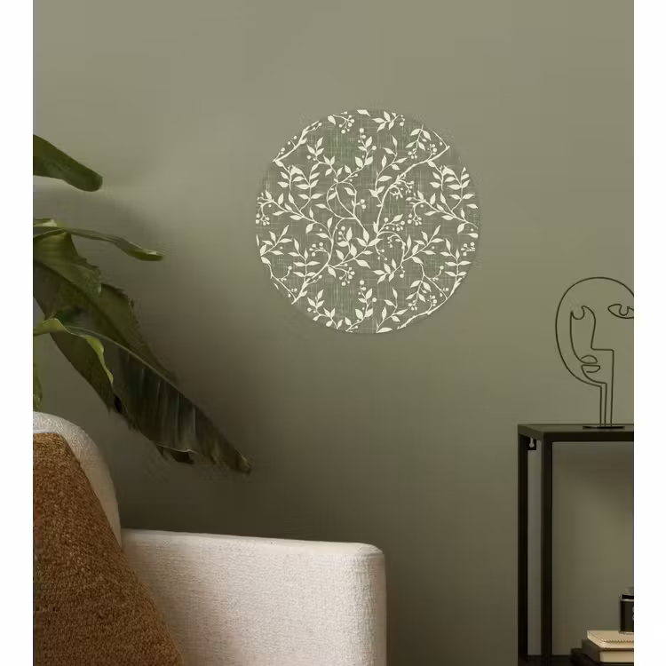 Behangcirkel - Saliegroen - Botanisch - Takken - Besjes - Linnen - Patroon — 3