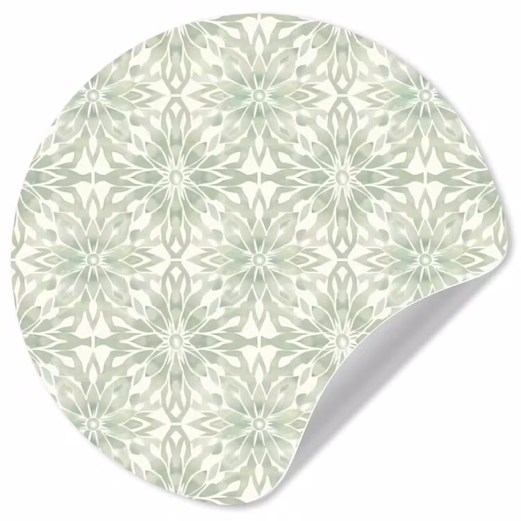 Behangcirkel - Saliegroen - Symmetrisch - Mandala - Ornament - Patroon — 1