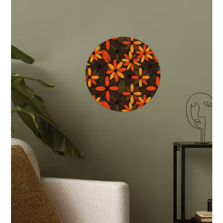 Behangcirkel - Oranje - Retro - Bloemen - Herfst — 3