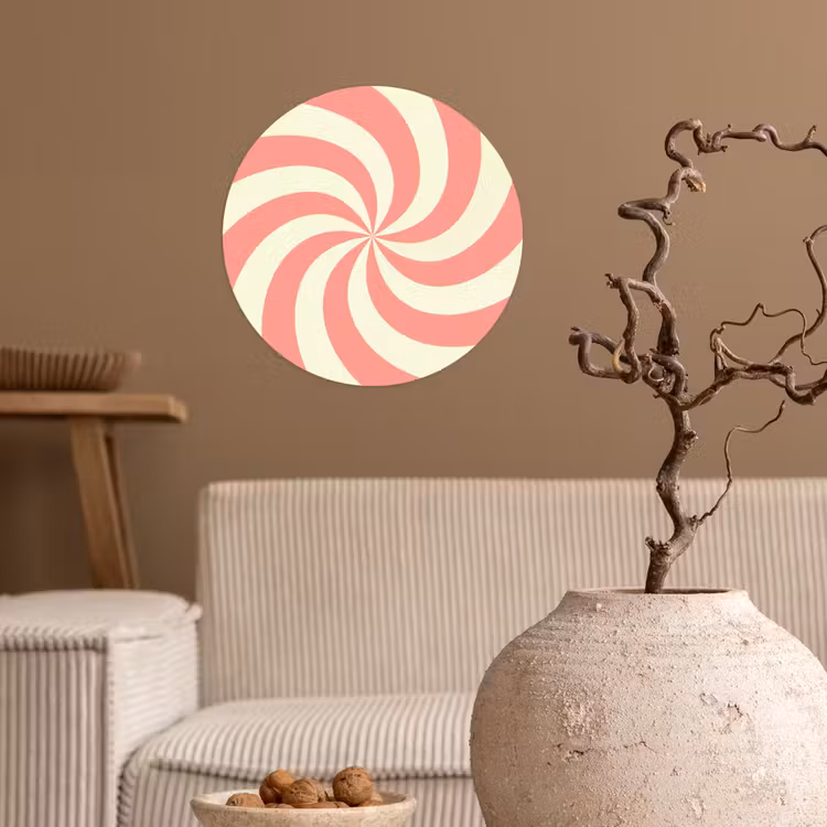 Behangcirkel - Spiraal - Patroon - Abstract - Roze - Beige — 2