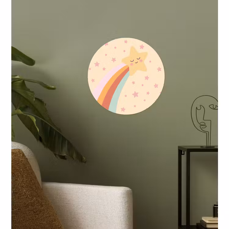 Behangcirkel - Ster - Regenboog - Nacht - Illustratie - Pastel — 3