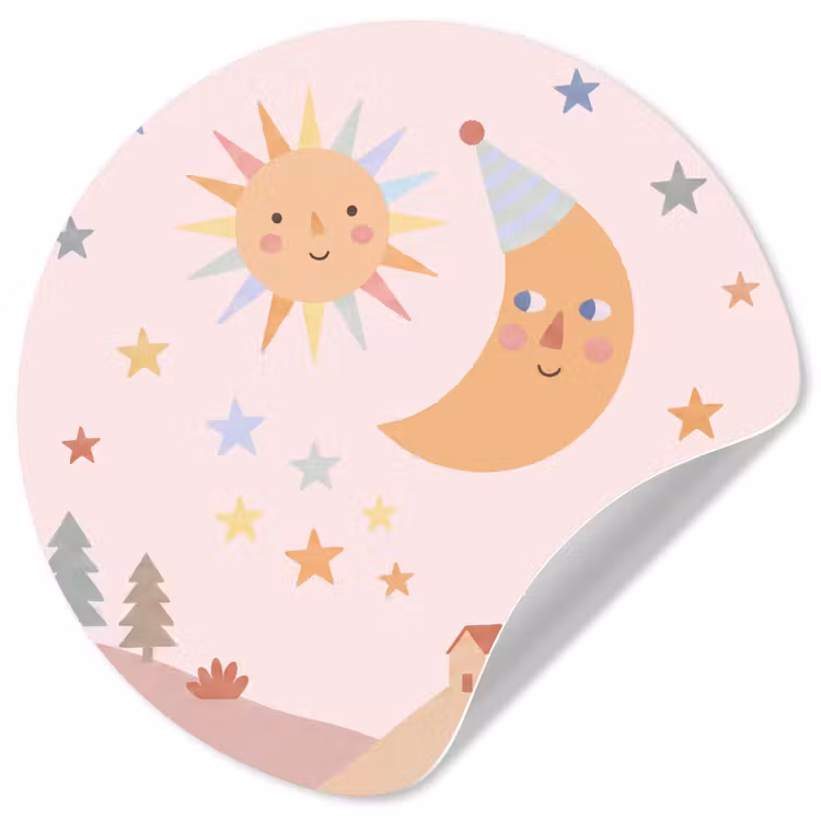 Behangcirkel - Zon - Maan - Sterren - Kinderkamer - Pastel — 1