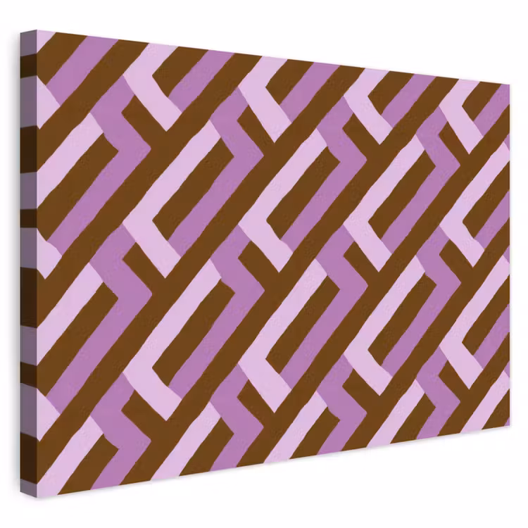 Buiten canvas - Bruin - Roze - Geometrisch - Meander - Patroon — 1