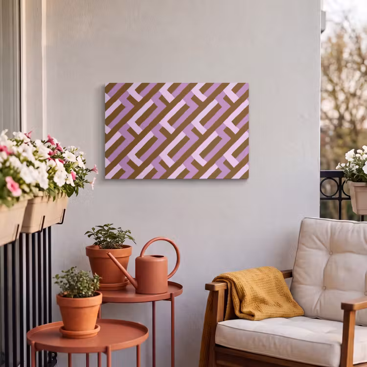 Buiten canvas - Bruin - Roze - Geometrisch - Meander - Patroon — 3