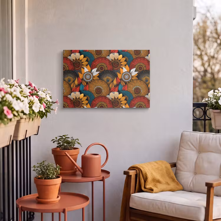 Buiten canvas - Kleurrijk - Aboriginal - Dot Painting - Botanisch - Patroon — 3