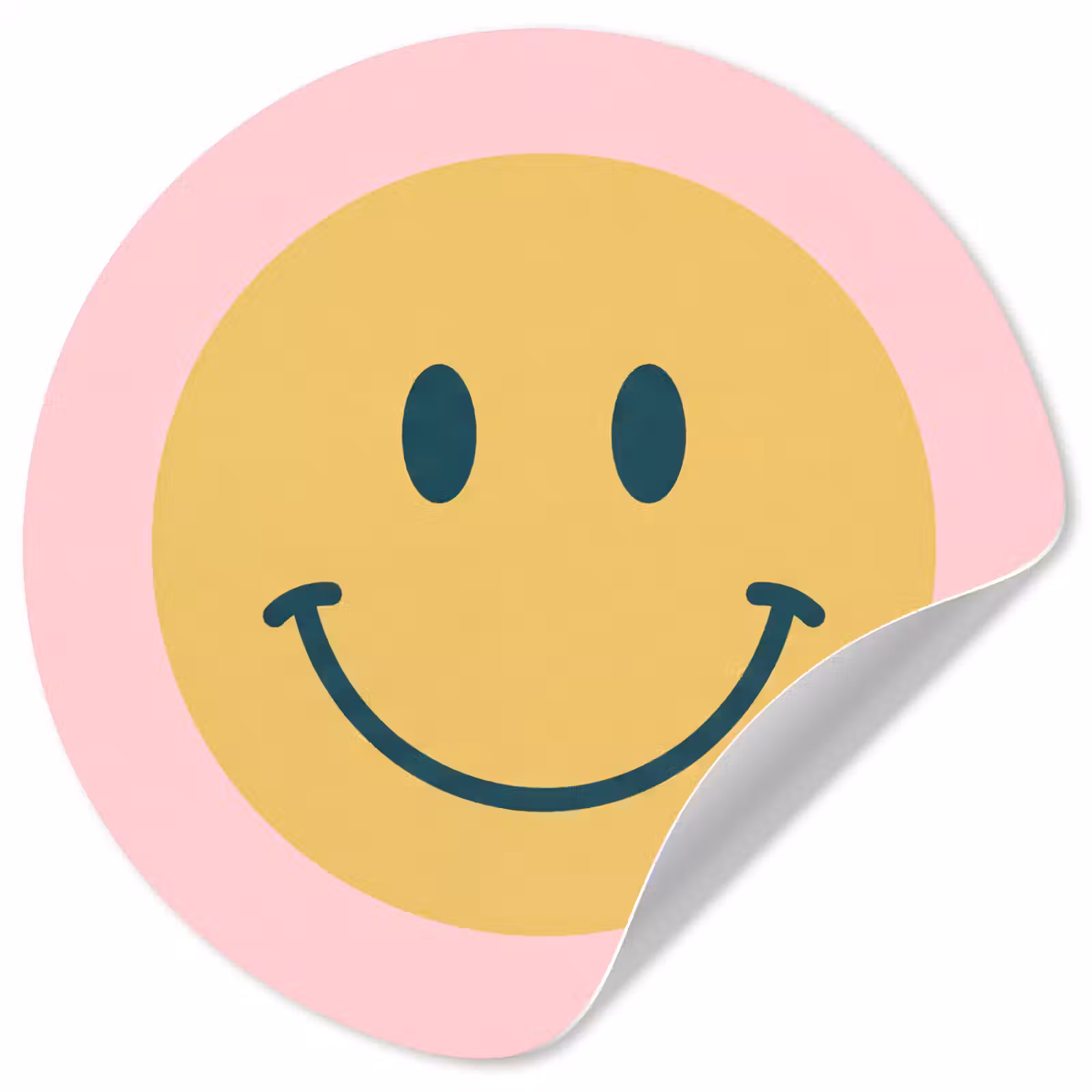 Behangcirkel - Smiley - Geel - Roze - Symbool - Minimalistisch — 1