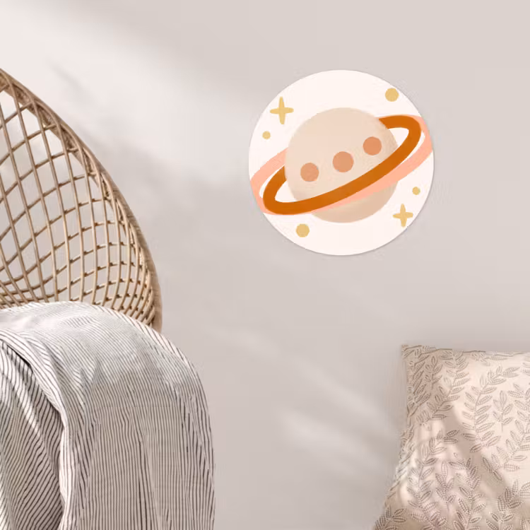Behangcirkel - Planeet - Ringen - Ruimte - Illustratie - Beige — 5