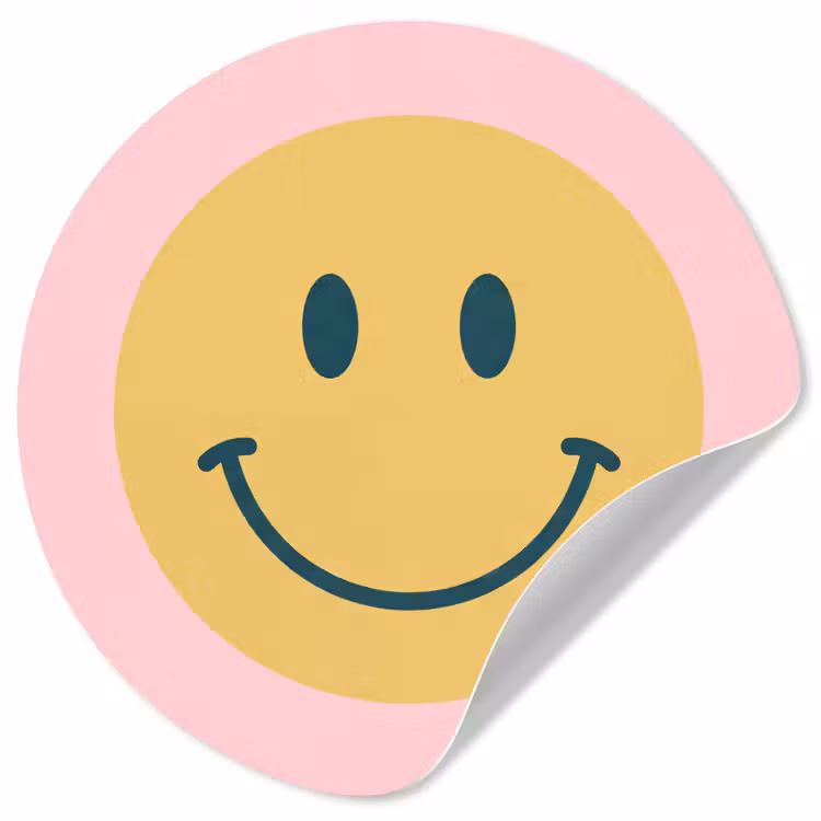 Behangcirkel - Smiley - Geel - Roze - Symbool - Minimalistisch — 1