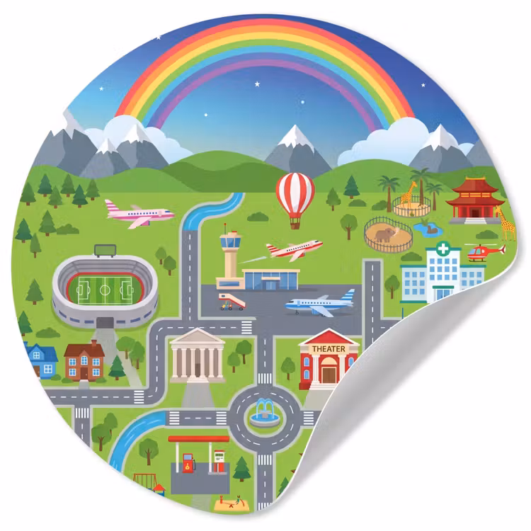 Behangcirkel - Stad - Plattegrond - Cartoon — 1