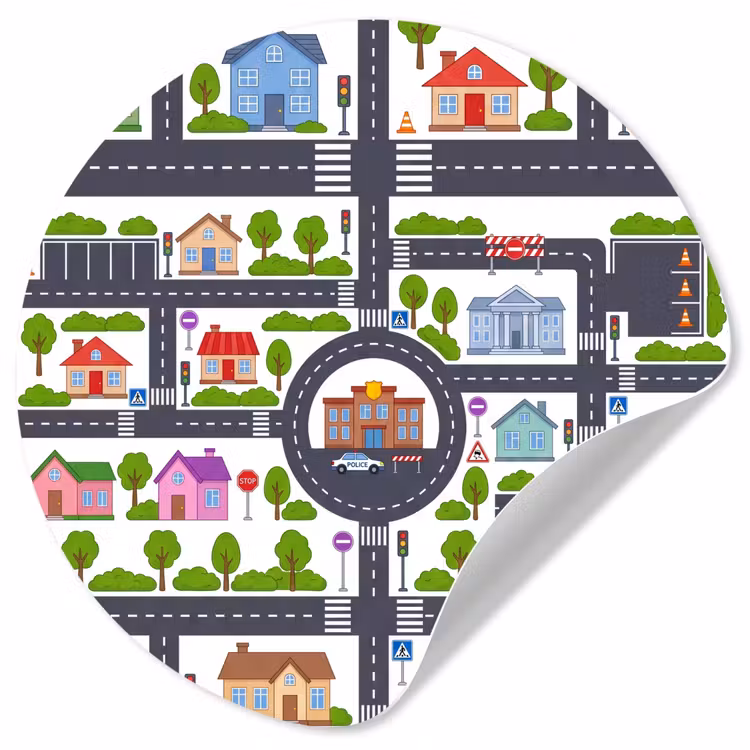 Behangcirkel - Stad - Plattegrond - Illustratie — 1