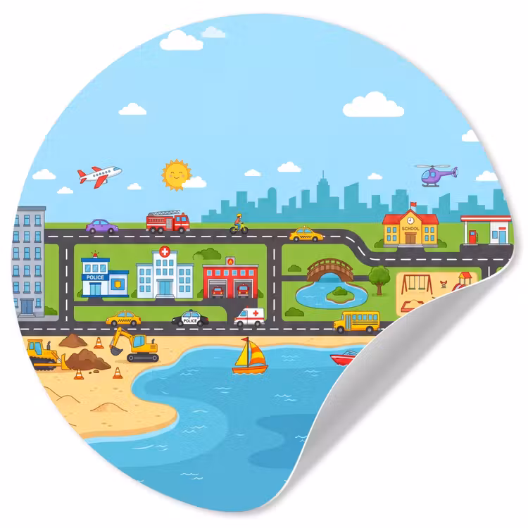 Behangcirkel - Stad - Verkeer - Cartoon — 1