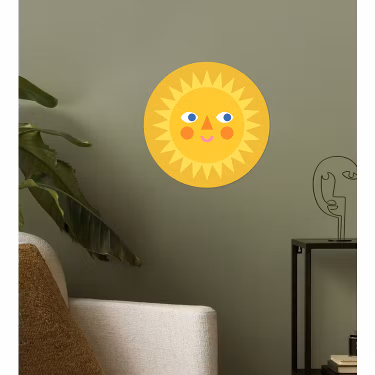Behangcirkel - Zon - Gezicht - Zomer - Illustratie - Geel — 3