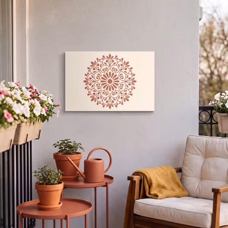 Buiten canvas - Decoratie - Cirkel - Symmetrisch - Modern - Roodbruin — 3