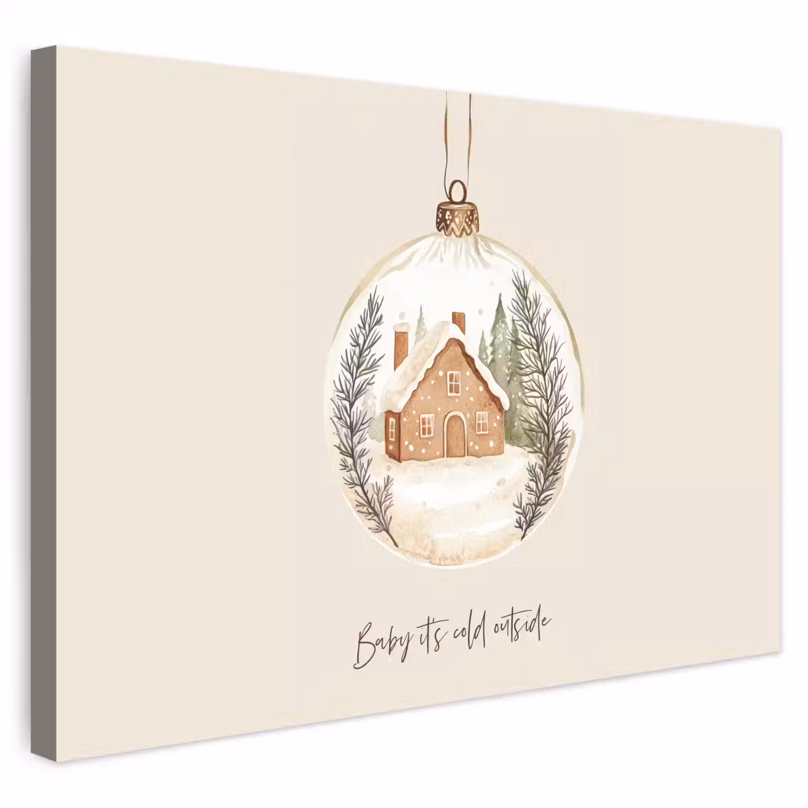 Buiten canvas - Quote - Winter - Kerst - Beige - Kerstbal — 1