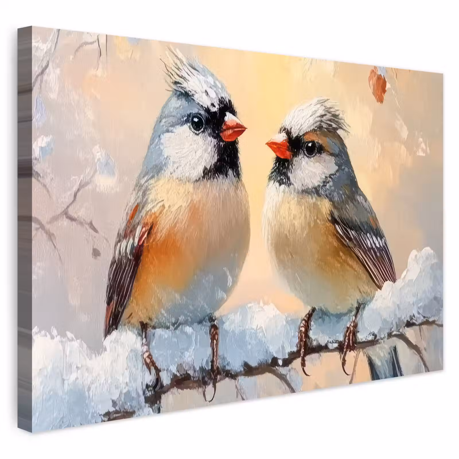 Buiten canvas - Vogels - Tak - Winter - Sneeuw — 1
