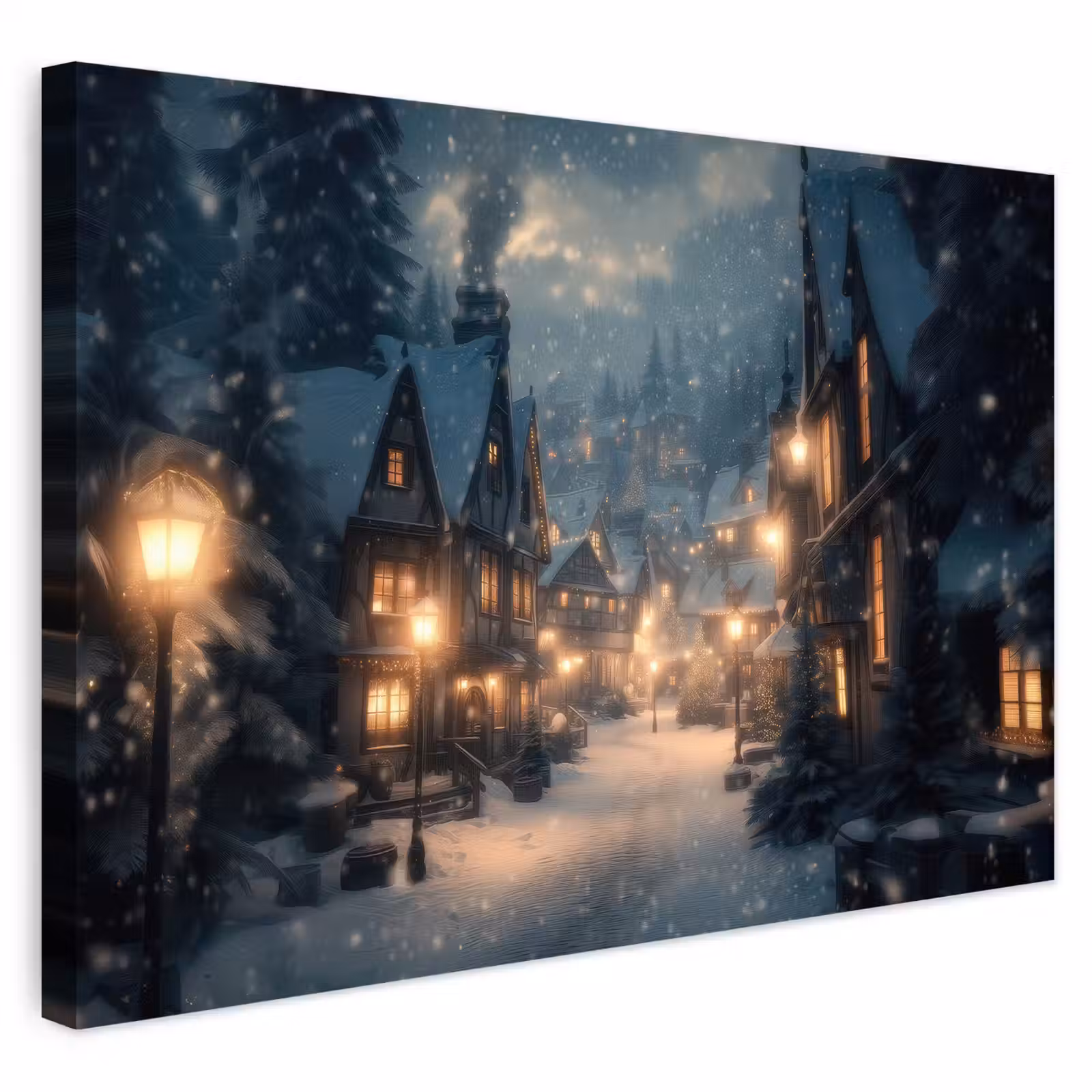 Buiten canvas - Winterdorp - Sneeuw - Donker — 1
