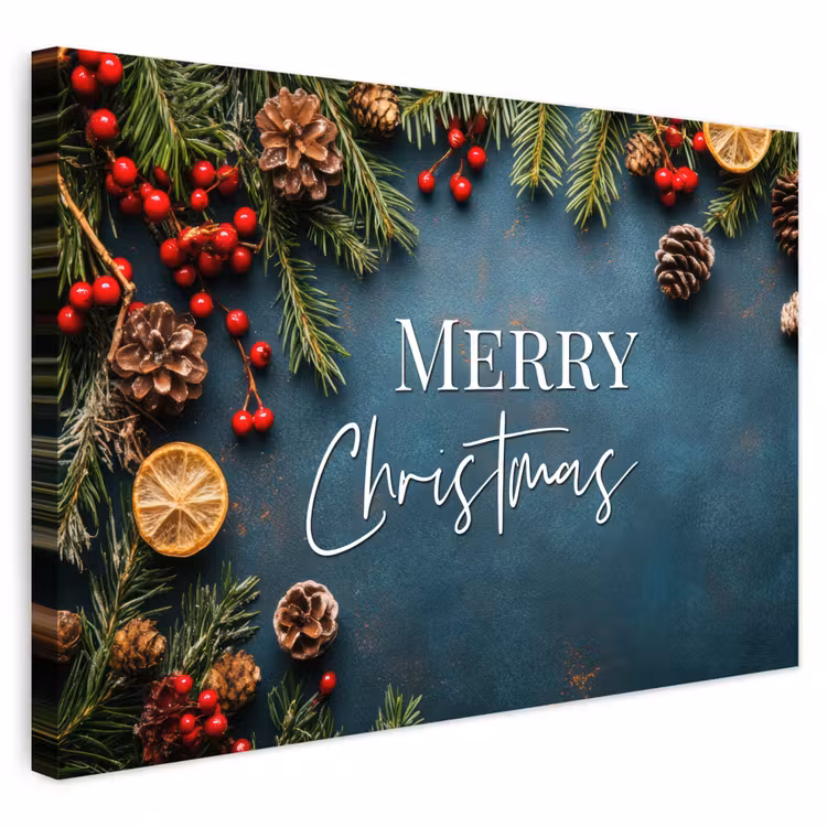 Buiten canvas - Merry Christmas - Blauw - Kerst - Winter — 1