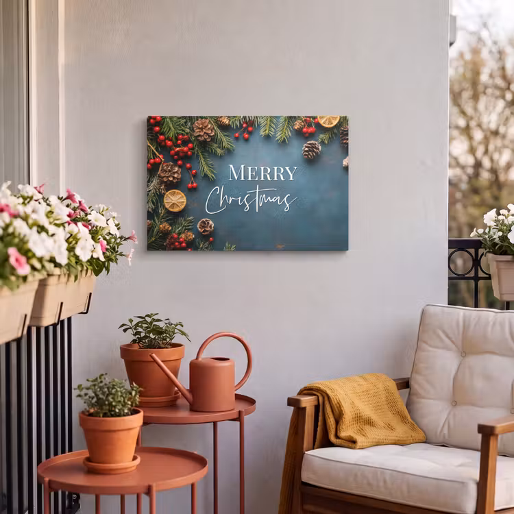 Buiten canvas - Merry Christmas - Blauw - Kerst - Winter — 4