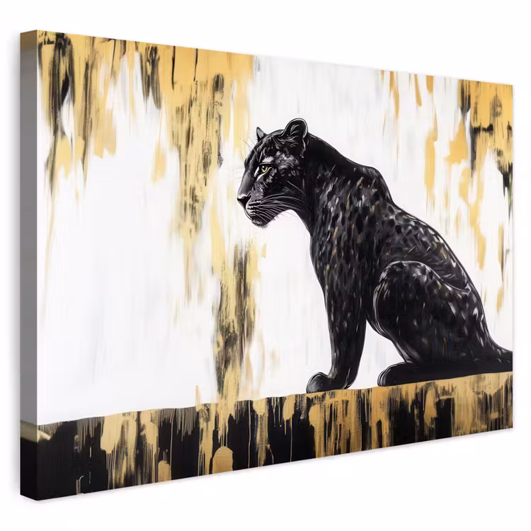 Buiten canvas - Panter - Zwart - Abstract - Goud — 1