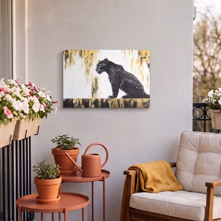 Buiten canvas - Panter - Zwart - Abstract - Goud — 4