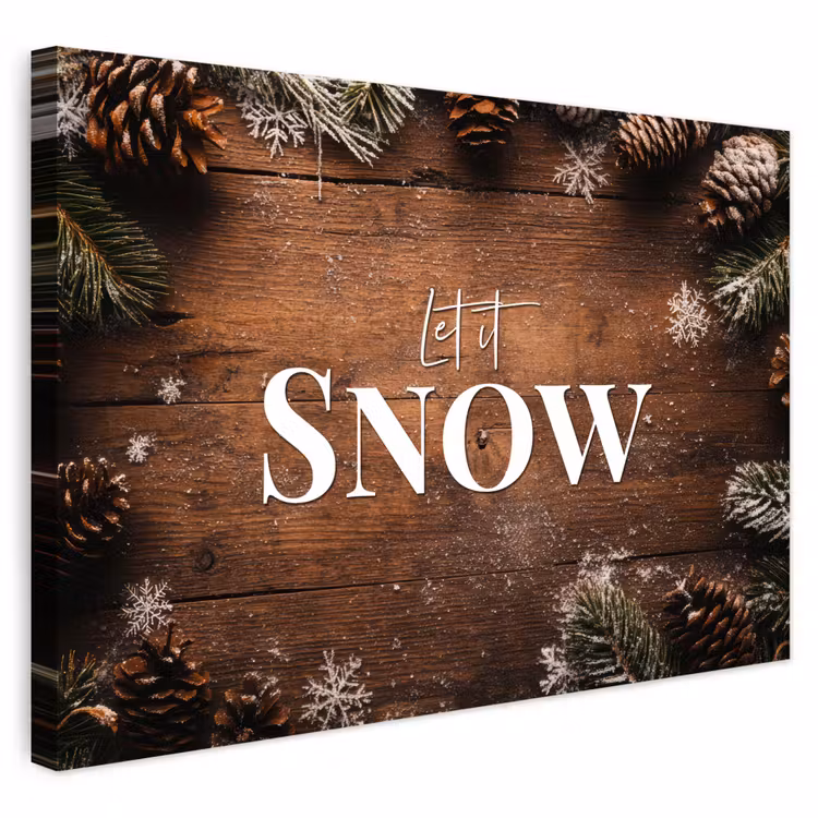 Buiten canvas - Sneeuw - Houtlook - Quote - Let it snow — 1