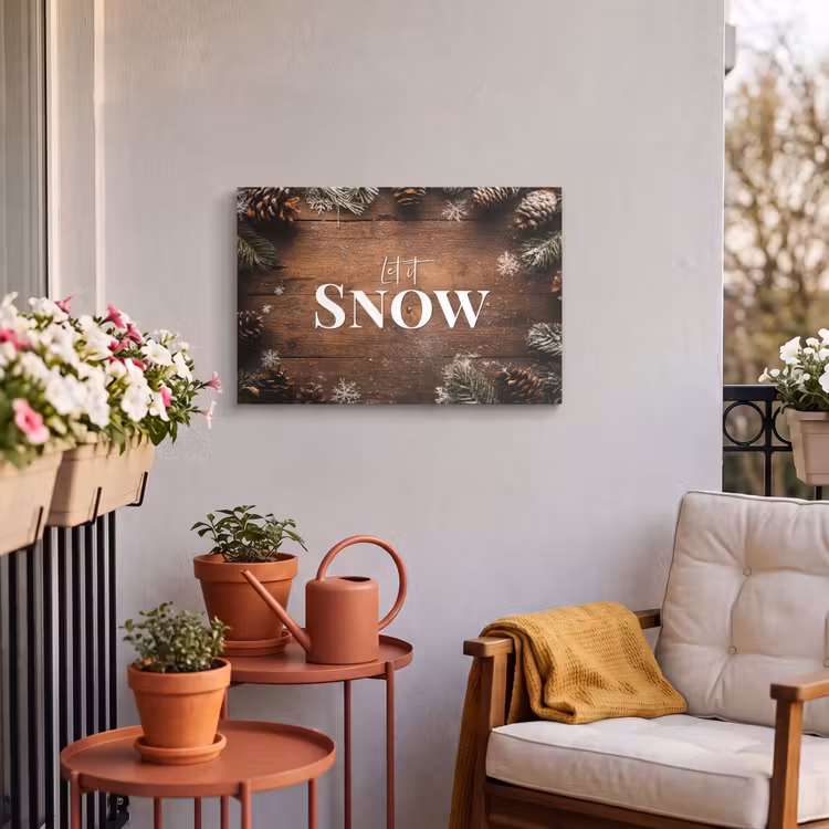Buiten canvas - Sneeuw - Houtlook - Quote - Let it snow — 4