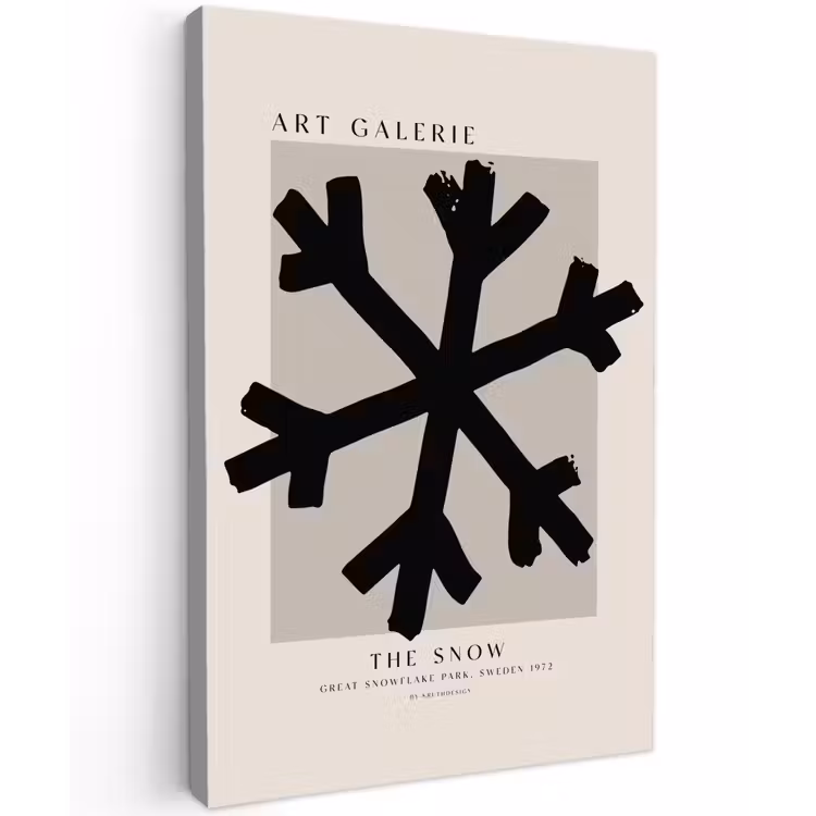 Buiten canvas - Sneeuwvlok - Kerstmis - Zwart - Feestdagen — 1