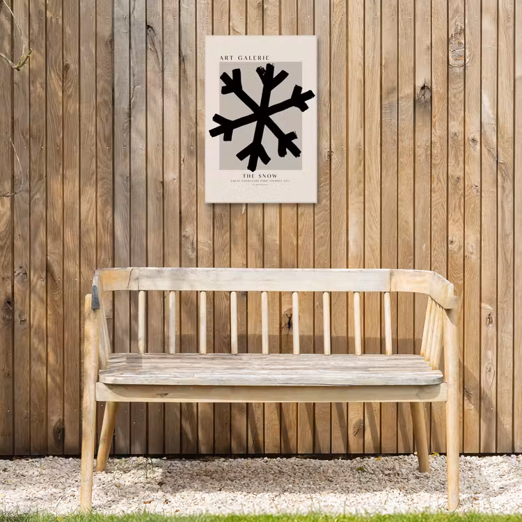 Buiten canvas - Sneeuwvlok - Kerstmis - Zwart - Feestdagen — 3