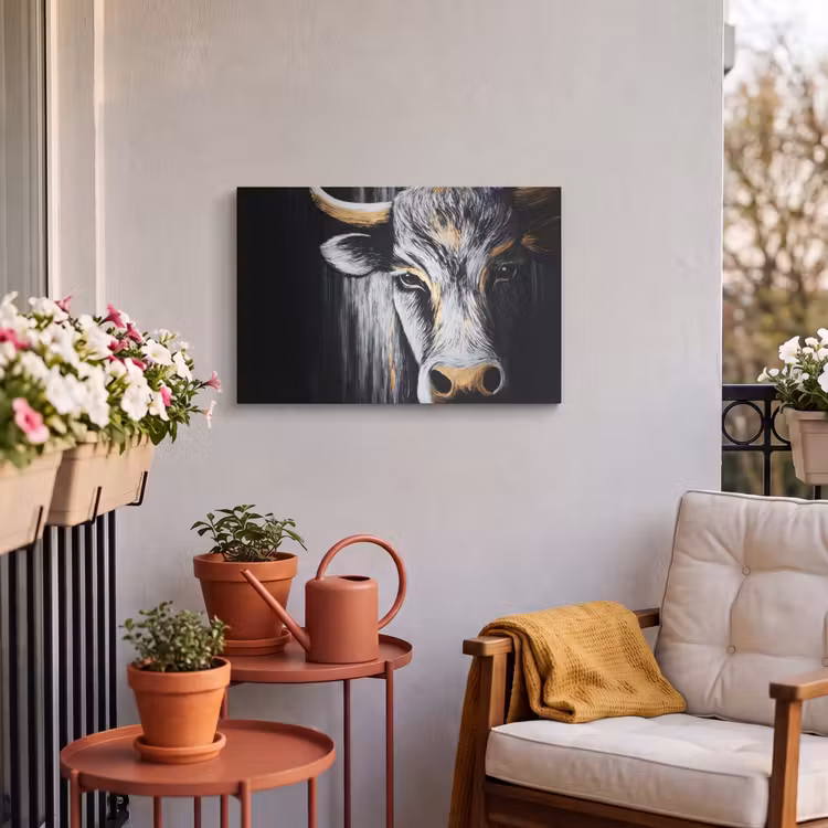 Buiten canvas - Stier - Hoorns - Snuit - Goud — 4