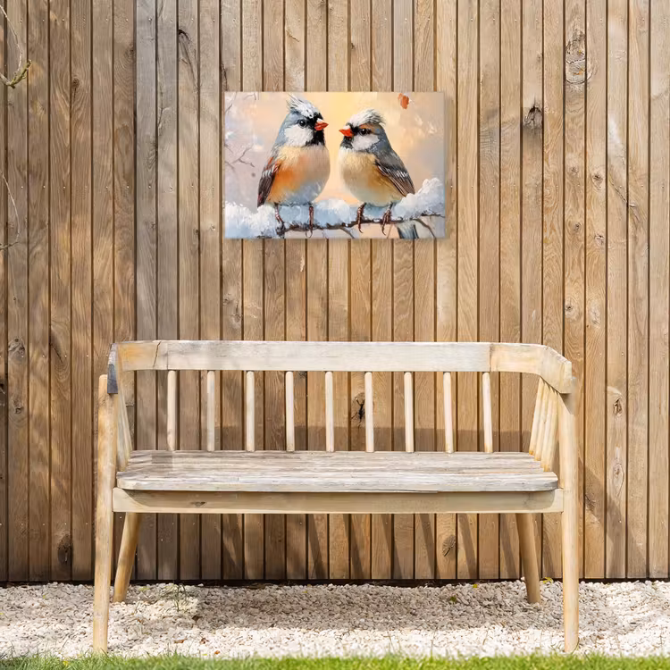 Buiten canvas - Vogels - Tak - Winter - Sneeuw — 3