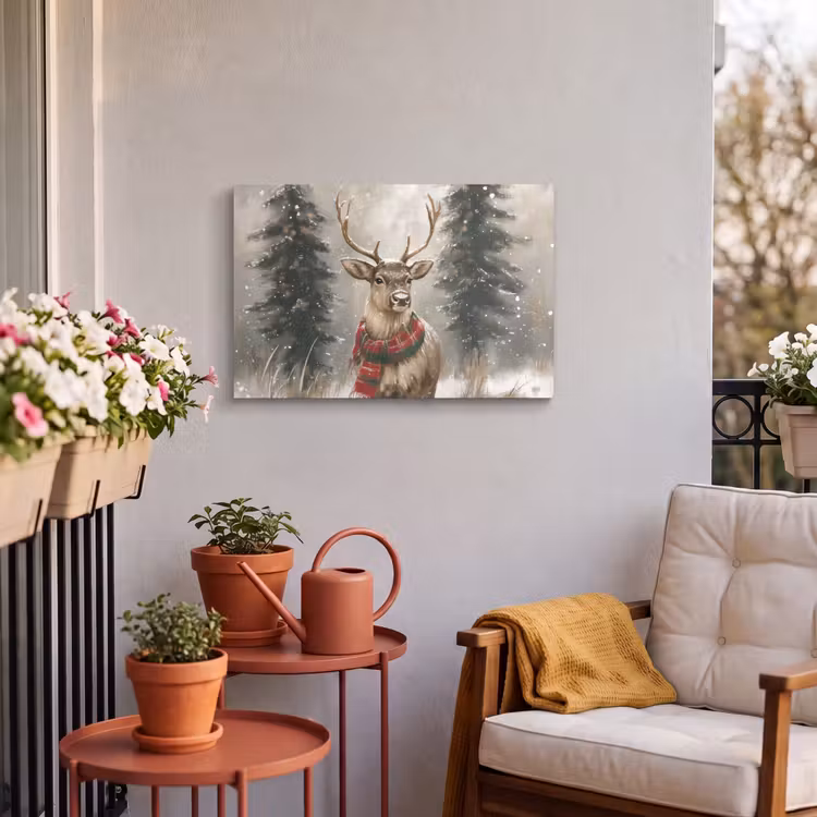 Buiten canvas - Winter - Bos - Rendier - Donker — 3