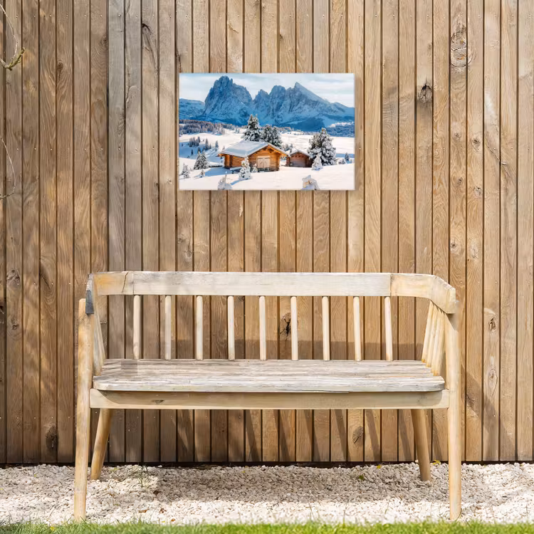 Buiten canvas - Winter - Huisje - Bergen - Uitzicht - Sneeuw — 3