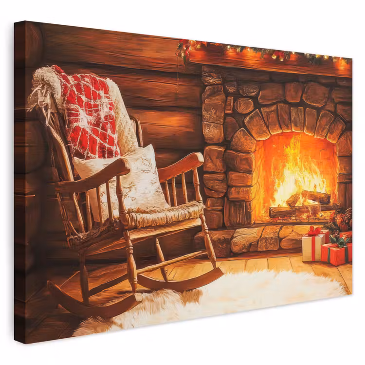 Buiten canvas - Winter - Kerst - Huis - Openhaard — 1