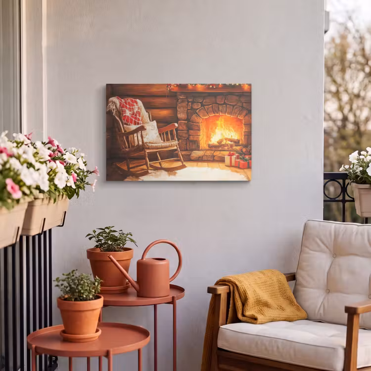 Buiten canvas - Winter - Kerst - Huis - Openhaard — 4
