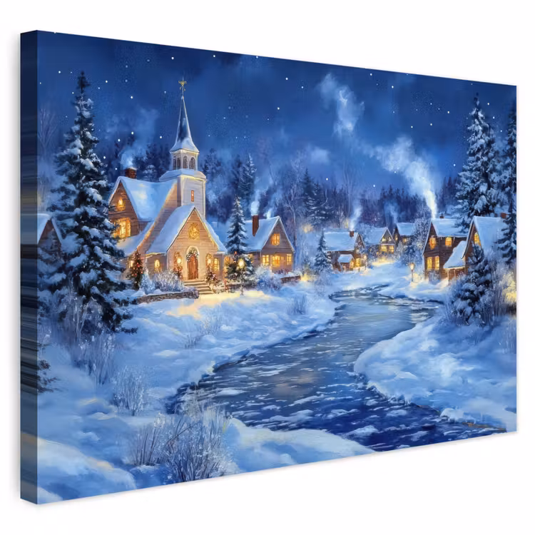Buiten canvas - Winteravond - Kerstdorp - Donker — 1