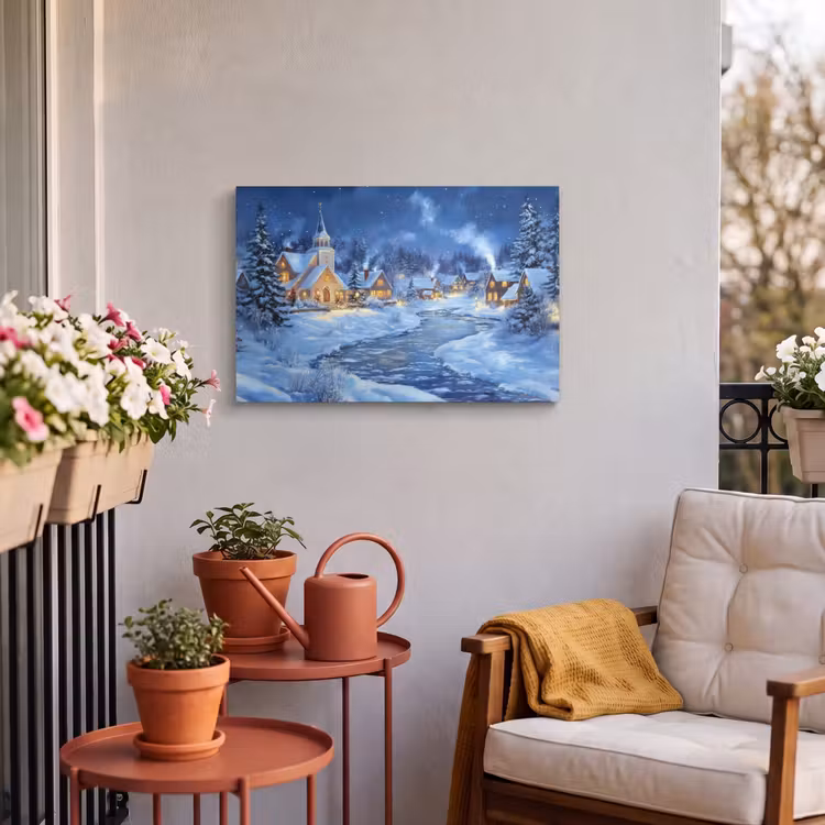Buiten canvas - Winteravond - Kerstdorp - Donker — 3