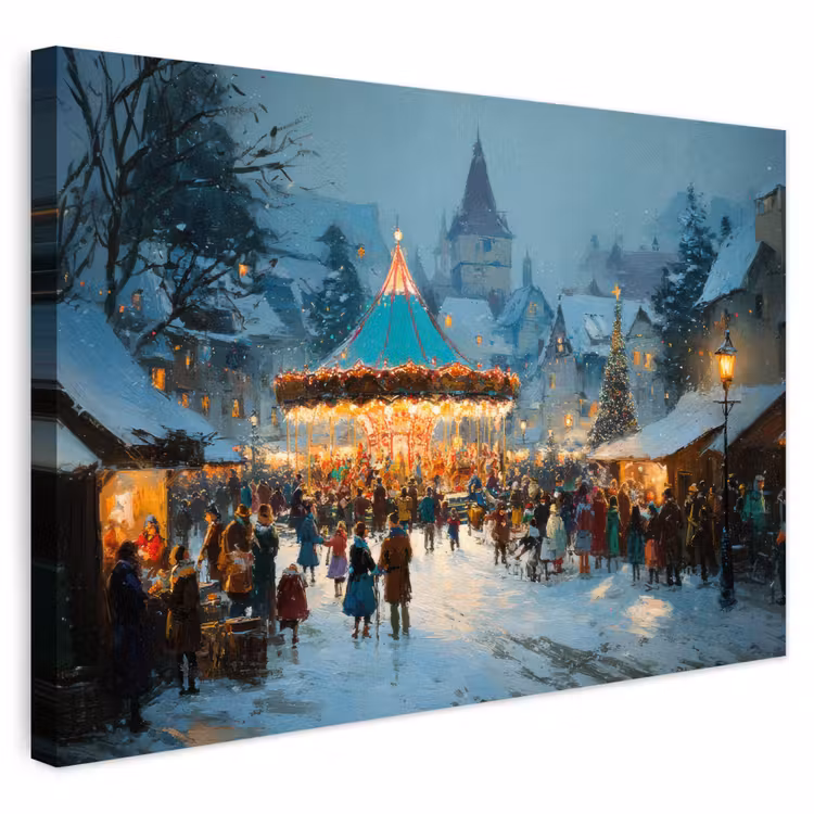 Buiten canvas - Winterkermis - Dorp - Kleurrijk — 1