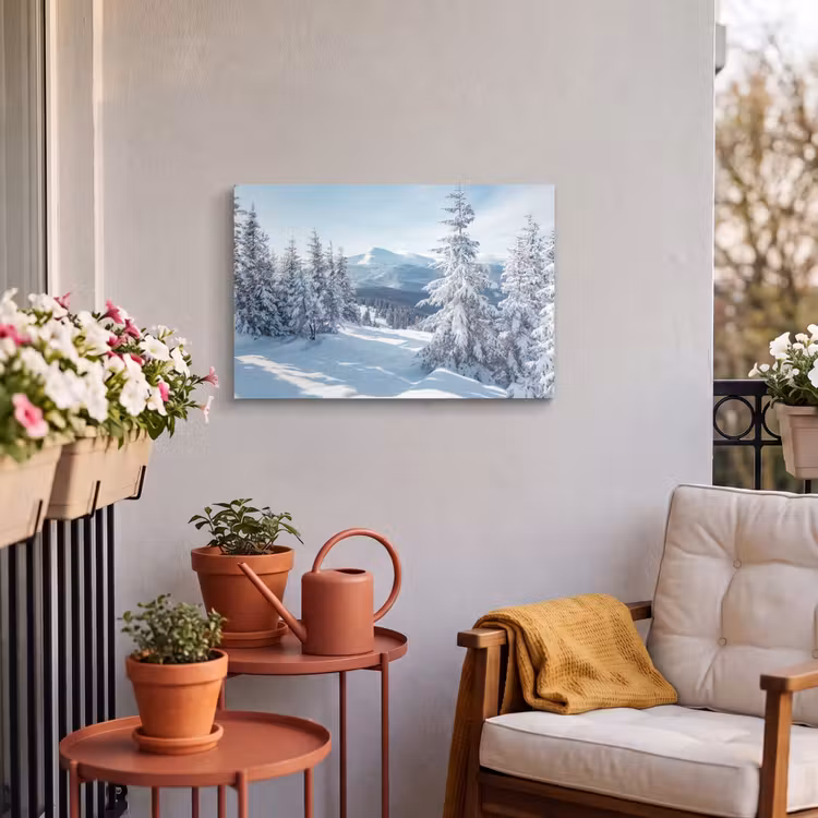 Buiten canvas - Winterlandschap - Natuur - Berg - Bomen - Sneeuw — 3